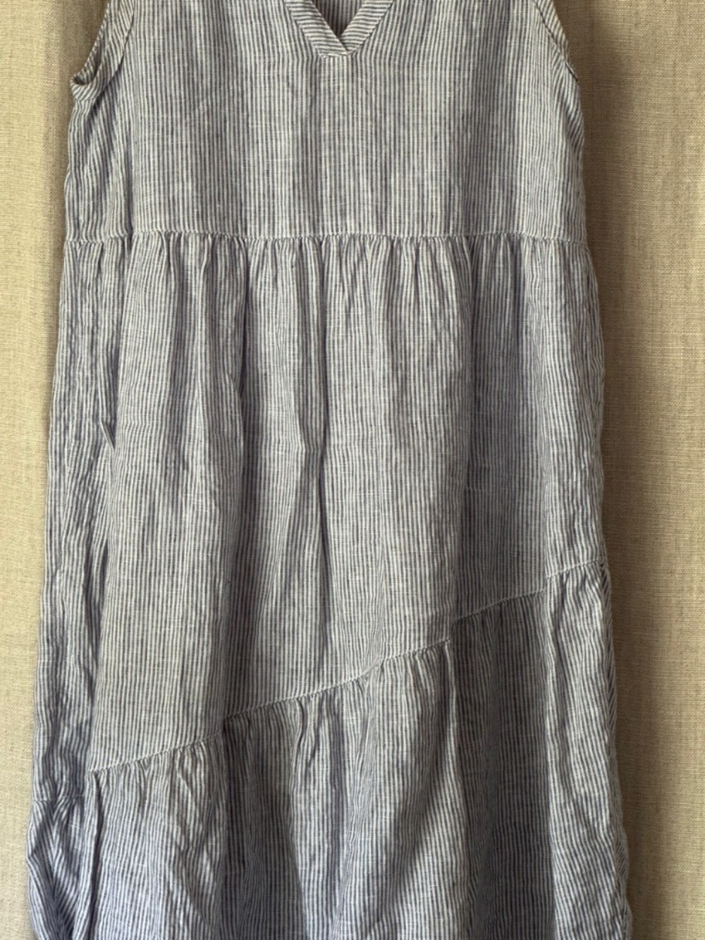 Summer Fun.  Cute blue and white pinstripes linen sundress. - Picture 4 of 5